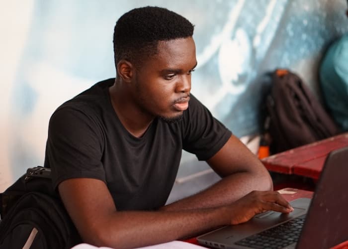 A student developing digital skills